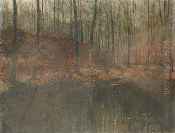 Lever De Brume Sur L'etang Oil Painting by Alfred Bastien