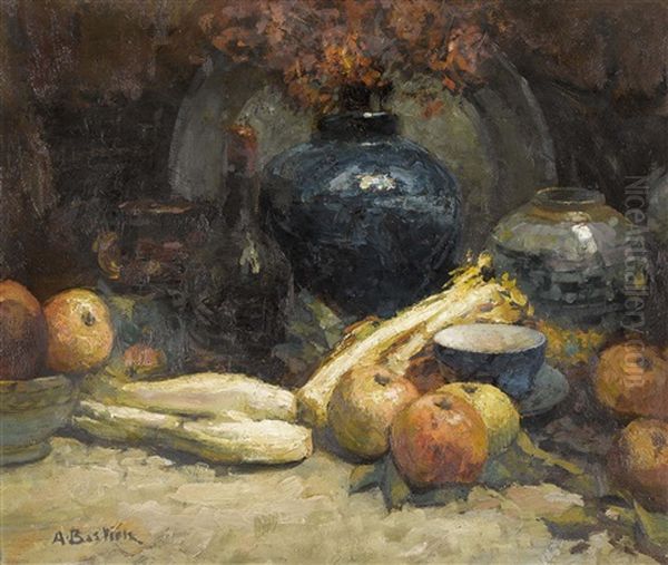 Stillleben Mit Obst Und Gemuse Oil Painting by Alfred Bastien