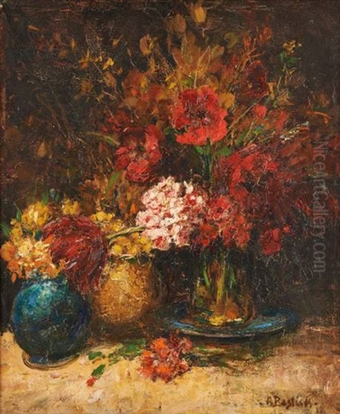 Gueridon Fleuri Oil Painting by Alfred Bastien