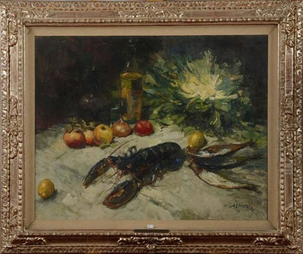 Nature Morte Au Homard, Aux Fruits Et Aux Legumes Oil Painting by Alfred Bastien