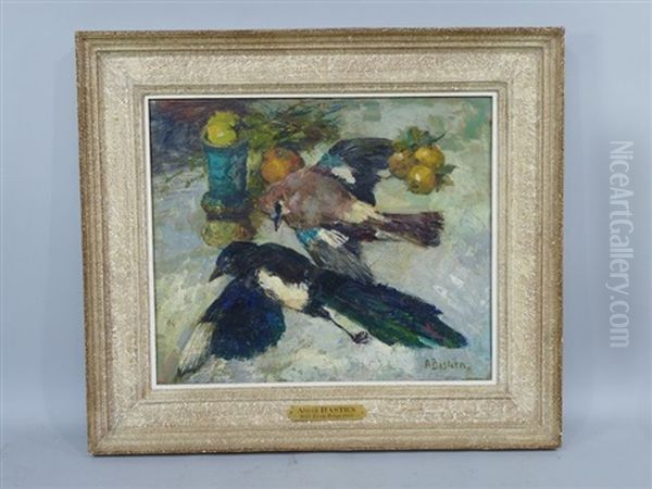 Une Pie Et Un Geai Oil Painting by Alfred Bastien