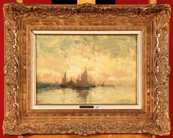 Coin D'un Port Avec Voiliers Oil Painting by Alfred Bastien