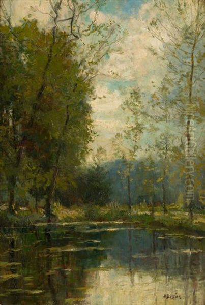 Reflets Sur L'etang Oil Painting by Alfred Bastien