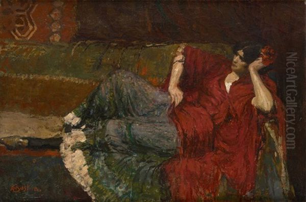 Jeune Femme Se Reposant Oil Painting by Alfred Bastien