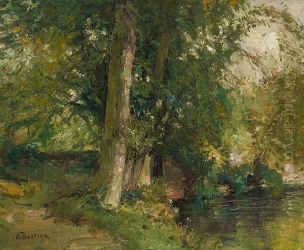 L'etang Au Rouge-cloitre Oil Painting by Alfred Bastien