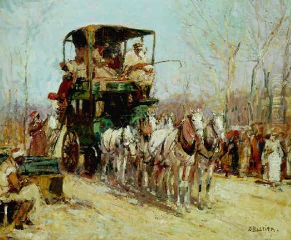 La Diligence En Algerie Oil Painting by Alfred Bastien