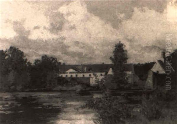 Maison Au Bord Du Lac Oil Painting by Alfred Bastien