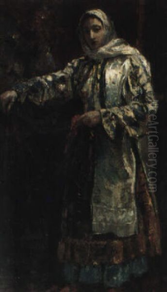 Portrait De Femme Grecque Oil Painting by Alfred Bastien