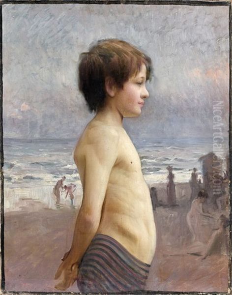 Jeune Garcon Sur La Plage Oil Painting by Jules Bastien-Lepage