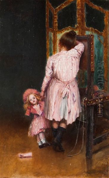 Girl With Doll Oil Painting by Zoe Batalha Reis