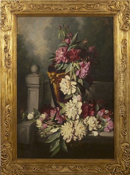 Still-life With Peonies In A Vase Oil Painting by Frederick S. Batcheller