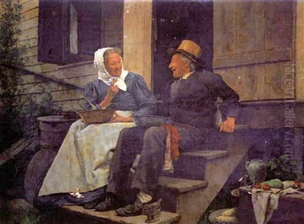 A Pause In The Day Oil Painting by Frederick S. Batcheller