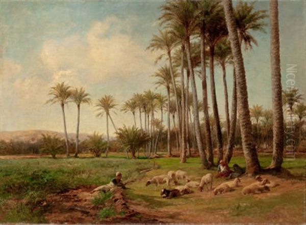 An Oasis In The Desert Oil Painting by David Bates