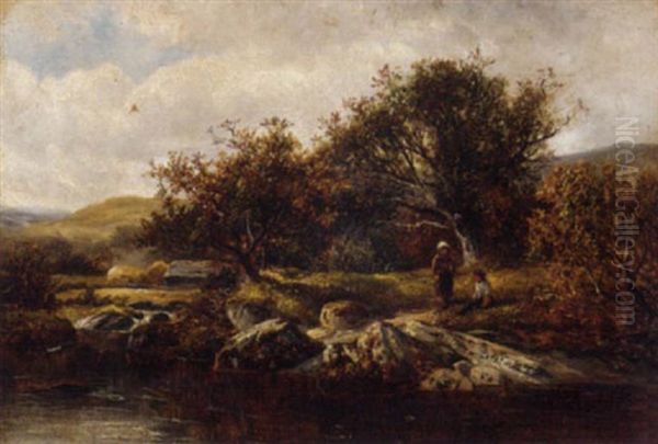 By The River, Near Pandy Oil Painting by David Bates