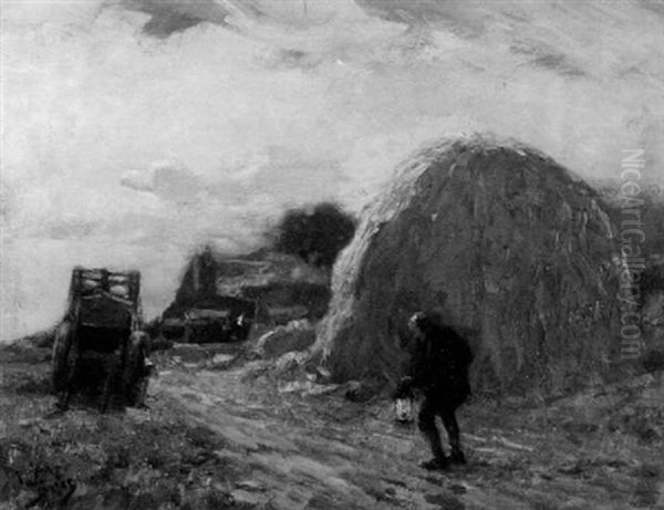 The Haystack, Evening Oil Painting by Frederick-Davenport Bates