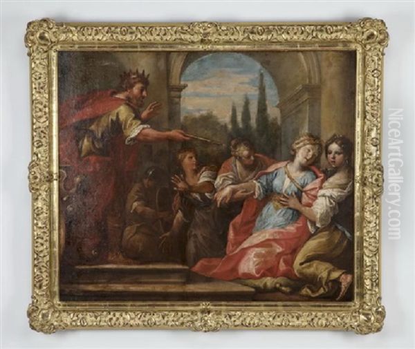 Esther Before King Ahasuerus Oil Painting by Pompeo Gerolamo Batoni