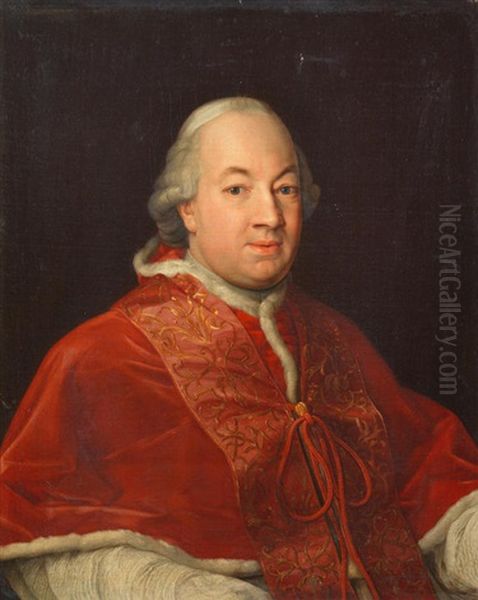Portrait Of Pope Pius Vi, Seated, Bust Length Oil Painting by Pompeo Gerolamo Batoni