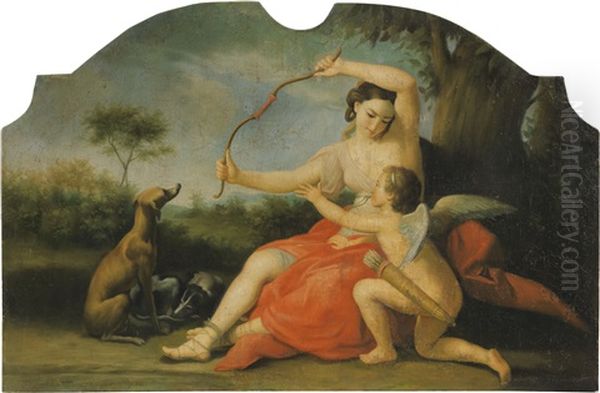 Diana E Cupido Oil Painting by Pompeo Gerolamo Batoni
