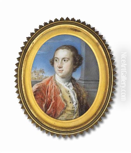 William Legge, 2nd Earl Of Dartmouth (1731-1801) In Fur-lined Red Coat And Yellow Waistcoat Oil Painting by Pompeo Gerolamo Batoni