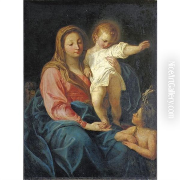 Madonna Col Bambino E San Giovannino Oil Painting by Pompeo Gerolamo Batoni