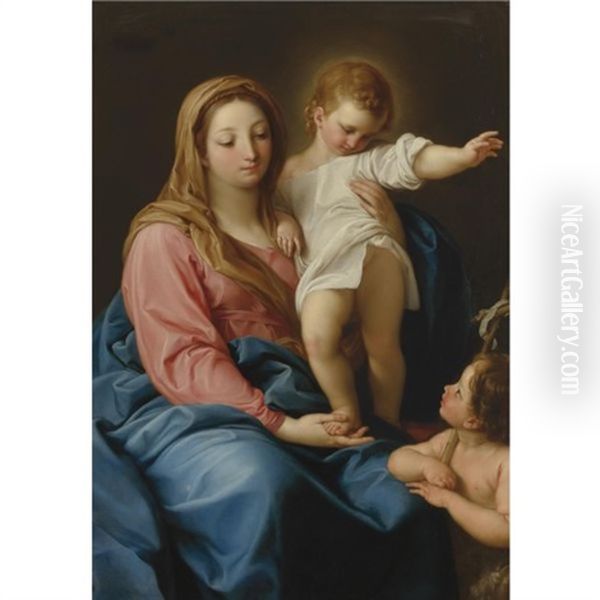 The Madonna And Child With The Infant Saint John The Baptist Oil Painting by Pompeo Gerolamo Batoni