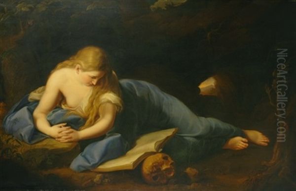 Bussende Magdalena - Penitent Magdalene Oil Painting by Pompeo Gerolamo Batoni