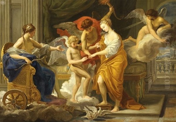 Cupido Og Psyches Aegteskabsindgaelse Oil Painting by Pompeo Gerolamo Batoni