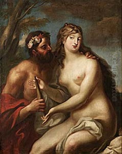 Faun Och Nymf Oil Painting by Pompeo Gerolamo Batoni