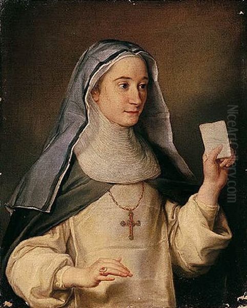 A Portrait Of A Nun (the Artist's Daughter?) Oil Painting by Pompeo Gerolamo Batoni