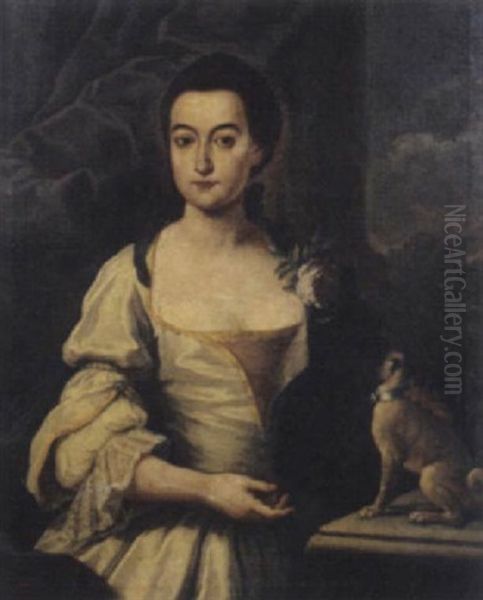 Ritratto Di Nobildonna Con Cagnolino Oil Painting by Pompeo Gerolamo Batoni