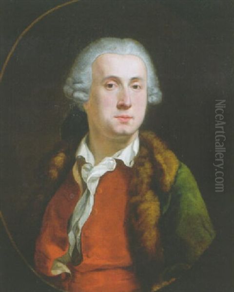 Portrait Of A Nobleman, Wearing A Full-lined Green Coat, Lace Chemise And Wig Oil Painting by Pompeo Gerolamo Batoni