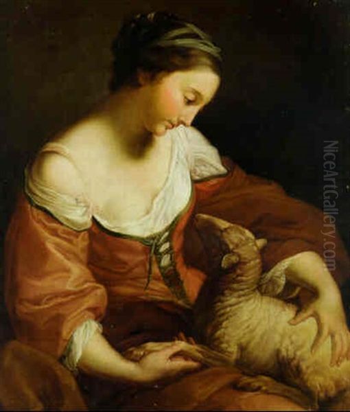 Saint Agnes Oil Painting by Pompeo Gerolamo Batoni