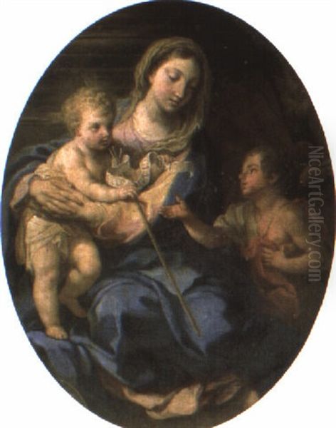 The Madonna And Child With The Infant Saint John The Baptist Oil Painting by Pompeo Gerolamo Batoni