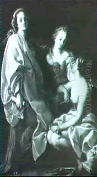 Allegorie Der Malerei, Skulptur Und Architektur Oil Painting by Pompeo Gerolamo Batoni