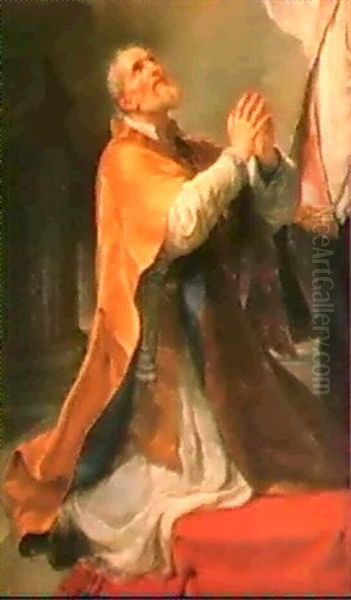 S. Filippo Neri Oil Painting by Pompeo Gerolamo Batoni