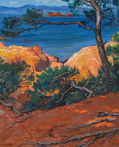 Am Mittelmeer Oberhalb Von St Raphael Oil Painting by Francois Charles Baude