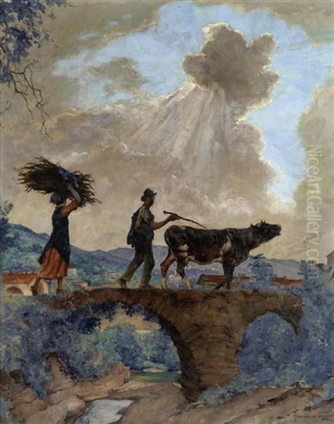 Scene Champetre En Ligurie Oil Painting by Francois Charles Baude