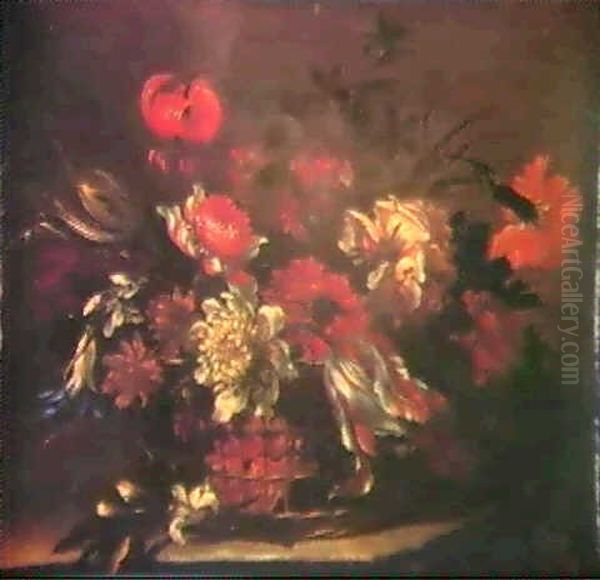 Panier De Fleurs Oil Painting by Nicolas Baudesson