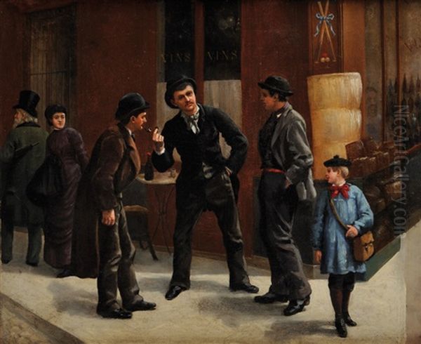 Les Parieurs Oil Painting by Eugene Baudin