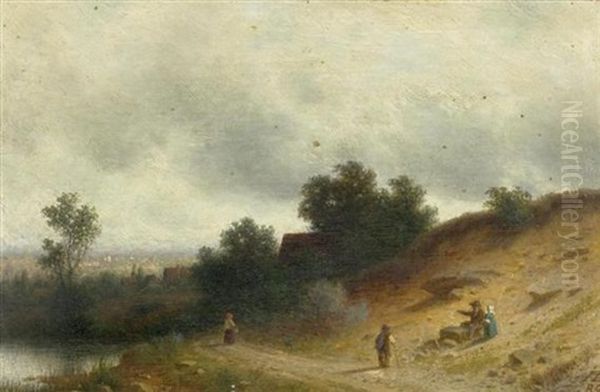 Personen In Landschaft Oil Painting by Amedee Baudit