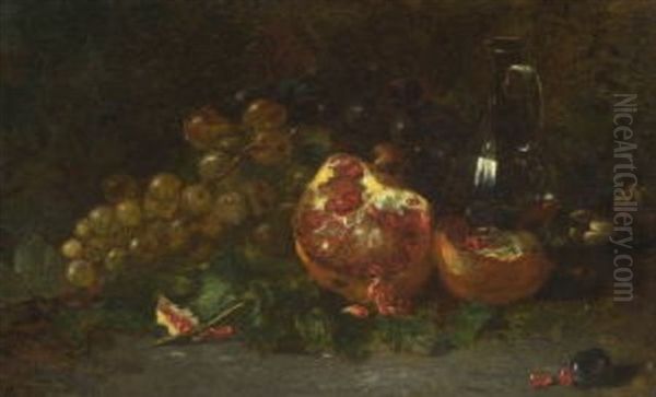 Stillleben Mit Fruchten Und Glaskaraffe Oil Painting by Amedee Baudit