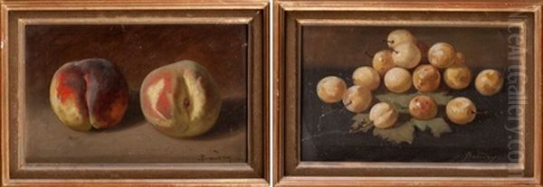 Nature Morte A La Peche Et Nature Morte Aux Coings Oil Painting by Paul Jacques Aime Baudry