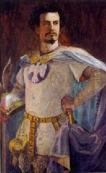 Dreiviertelportrait Von Konig Ludwig Ii Von Bayern Als Lohengrin Oil Painting by Karl Bauer