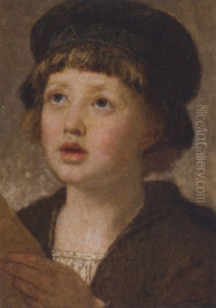 The Choir Boy Oil Painting by Carl Wilhelm Friedrich Bauerle