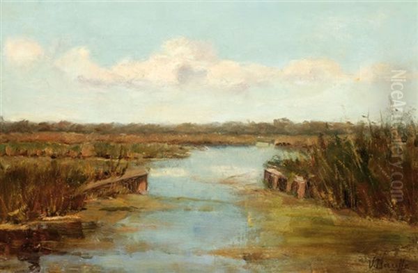 Polder Landscape Oil Painting by Victor Bauffe