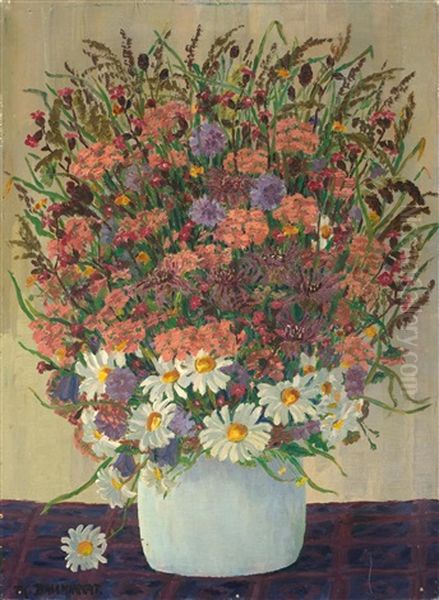 Still Life Of Flowers Oil Painting by Philipp Bauknecht