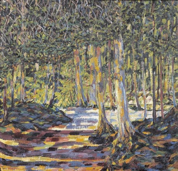 Expressive Waldpartie Oil Painting by Philipp Bauknecht