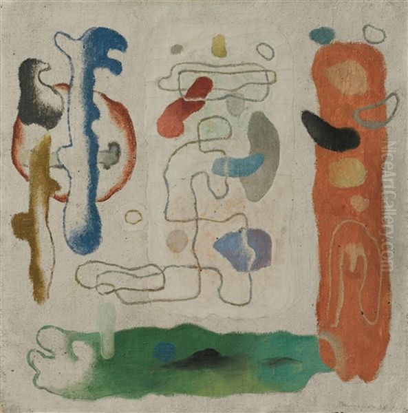 Mary Magdalene And Angel At The Sepulchre Oil Painting by Willi Baumeister