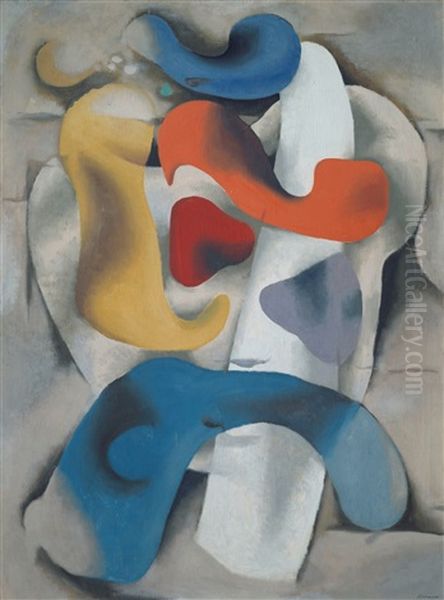 Mary Magdalene And Angel At The Sepulchre Oil Painting by Willi Baumeister