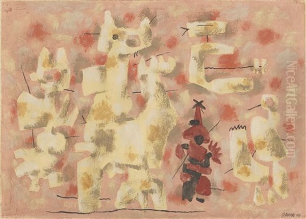 Heitere Bewegung Auf Rosa Oil Painting by Willi Baumeister